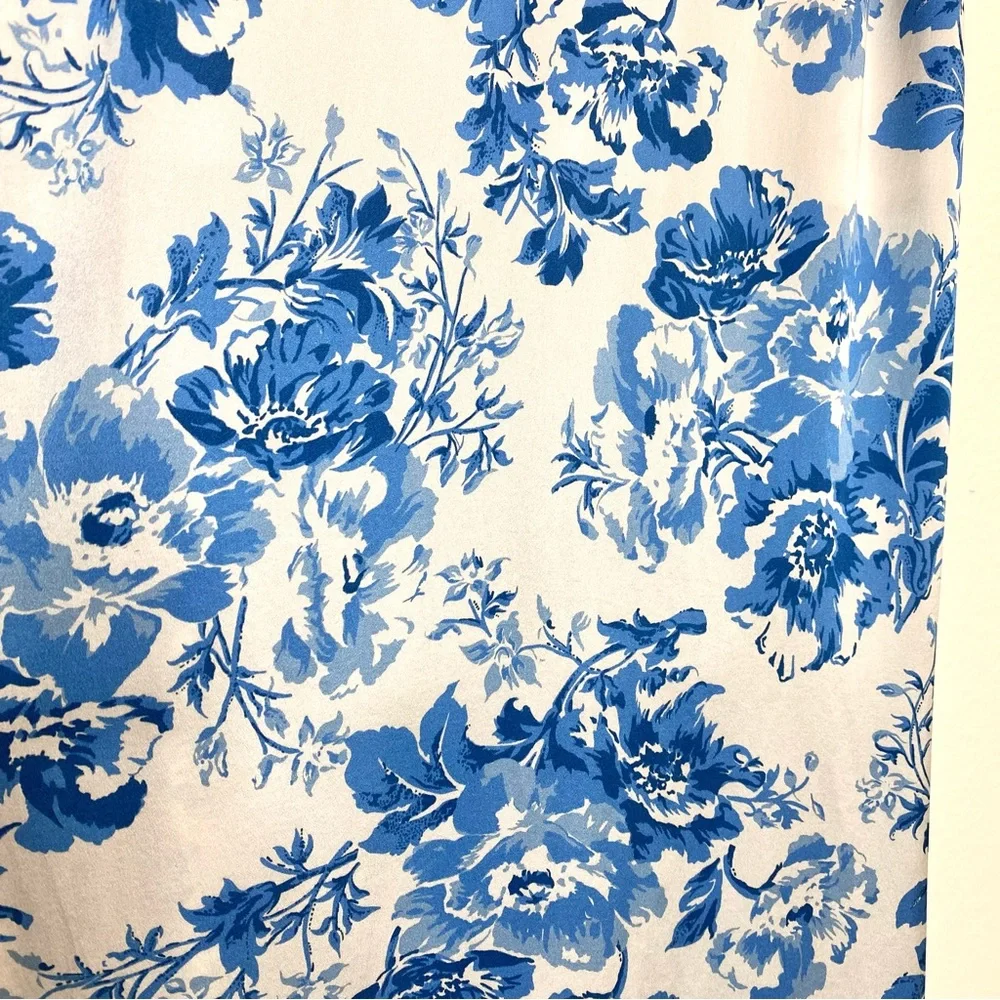 REFORMATION blue & white silk floral dress π - Picture 3 of 13